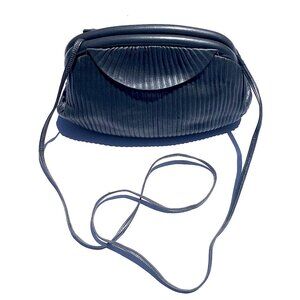 VTG Liotta for T.J & Company Ribbed Grey Leather Crossbody Bag, 90s